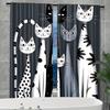 Vikama Cat Cute Print Curtains Living Room Bedroom Study Bathroom Privacy Protection Home Decoration Curtain Modern Polyester Washable Sitting Ready