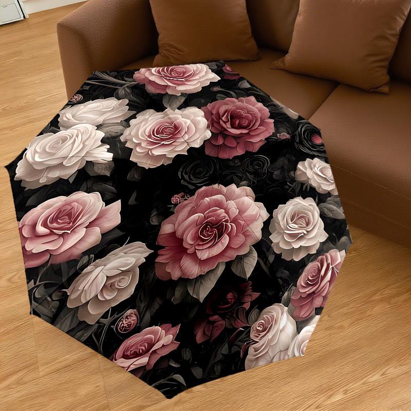 1 Stück Rosenblumen Automatisches Öffnen/Schließen Regenschirm Kompakter Faltregenschirm mit 8-Speichen-Gestänge Leichtes Design, Hochwertiges Gewebe1191A