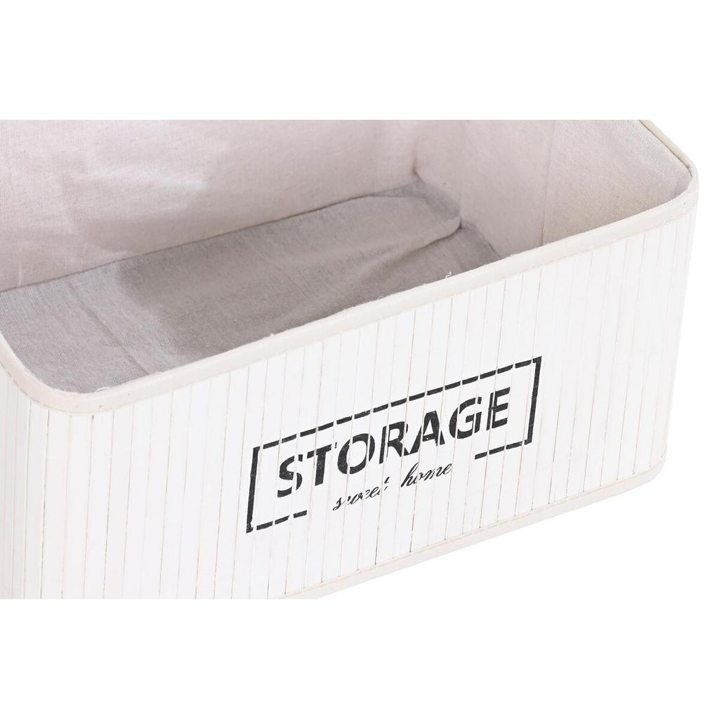 Set of Baskets DKD Home Decor White Bamboo 40 X 30 X 46 Cm (5 Pieces)