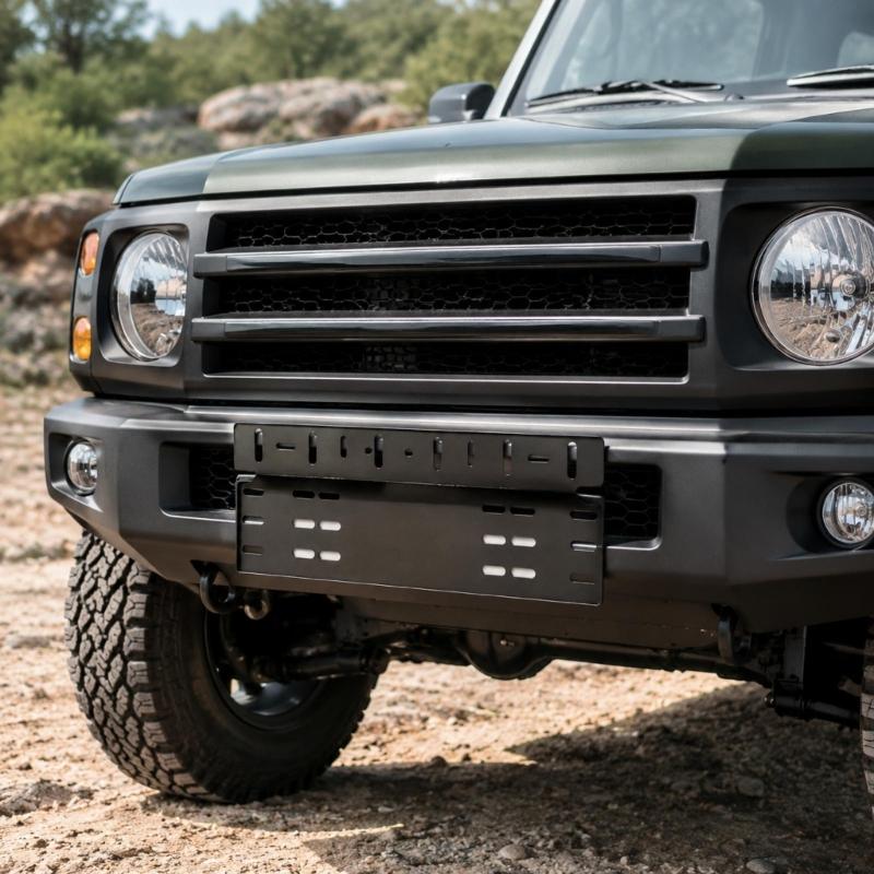 Carbon Steel Front Number Plate Bracket with Slotted Mounting Holes for Front-End License Plate and LED Light Bar