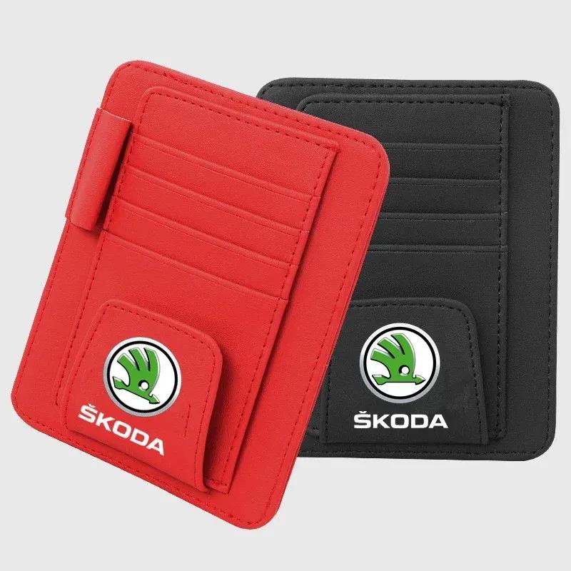 Car Hanging Sunglasses Clip for Skoda  Superb Kamiq Yeti Octavia Tour Rapid Kodiaq Karoq Kodiak Card Storage Bag Accessories
