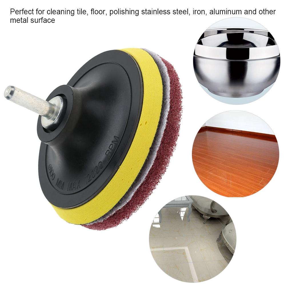 Tile Scrubber Metal Polishing Cleaning Pads Brushes Drill Attachment Cleaner Tool with Shaft