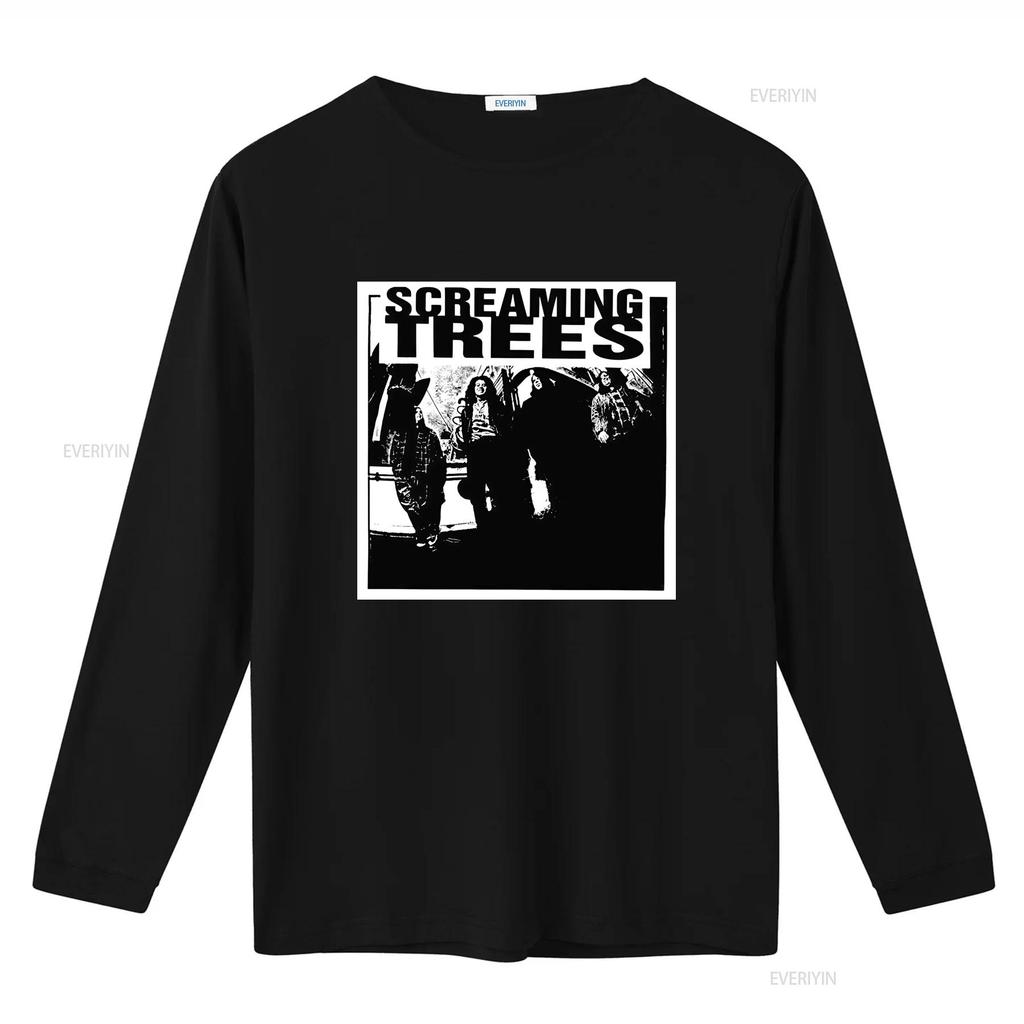 Vintage Grunge Screaming Trees Zespół Rockowy Czarno-Biały Nadruk Casualowa Koszulka vintage Prana graficzna Rozciągliwy