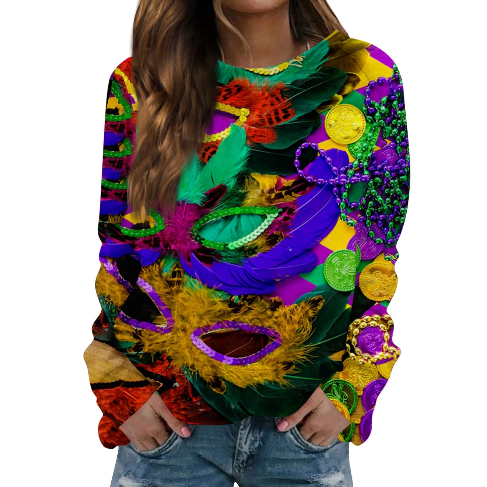 

Женский модный повседневный свитер с круглым вырезом и длинными рукавами с принтом M