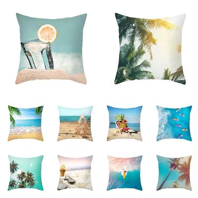 Nordic Summer Ocean Beach Print Pattern Cushion Cover Home Living Room Sofa Decoration Square Pillow Pillow Cover 45X45CM