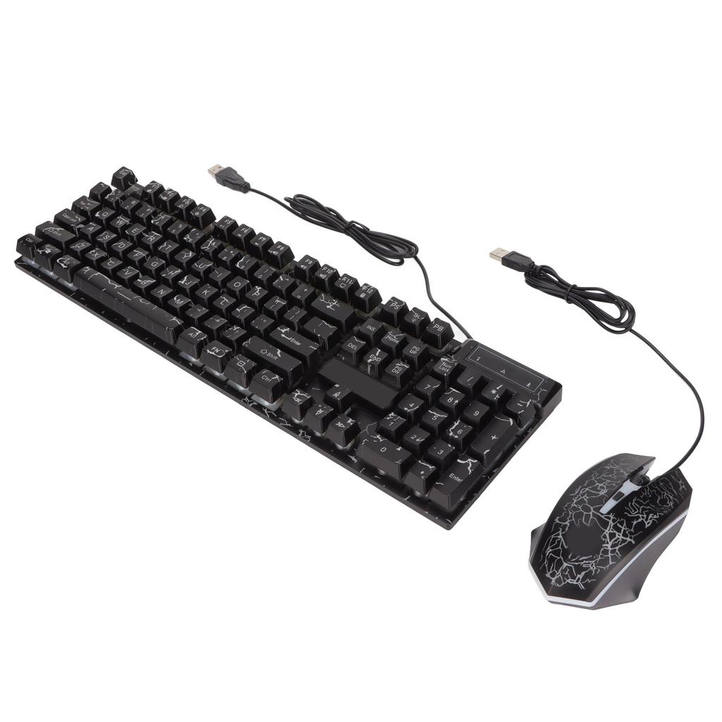 USB Keyboard Mouse Combo Good Resilience Crack Colorful Backlight 104 Keys Clear Characters Gaming Keyboard Mouse Combo