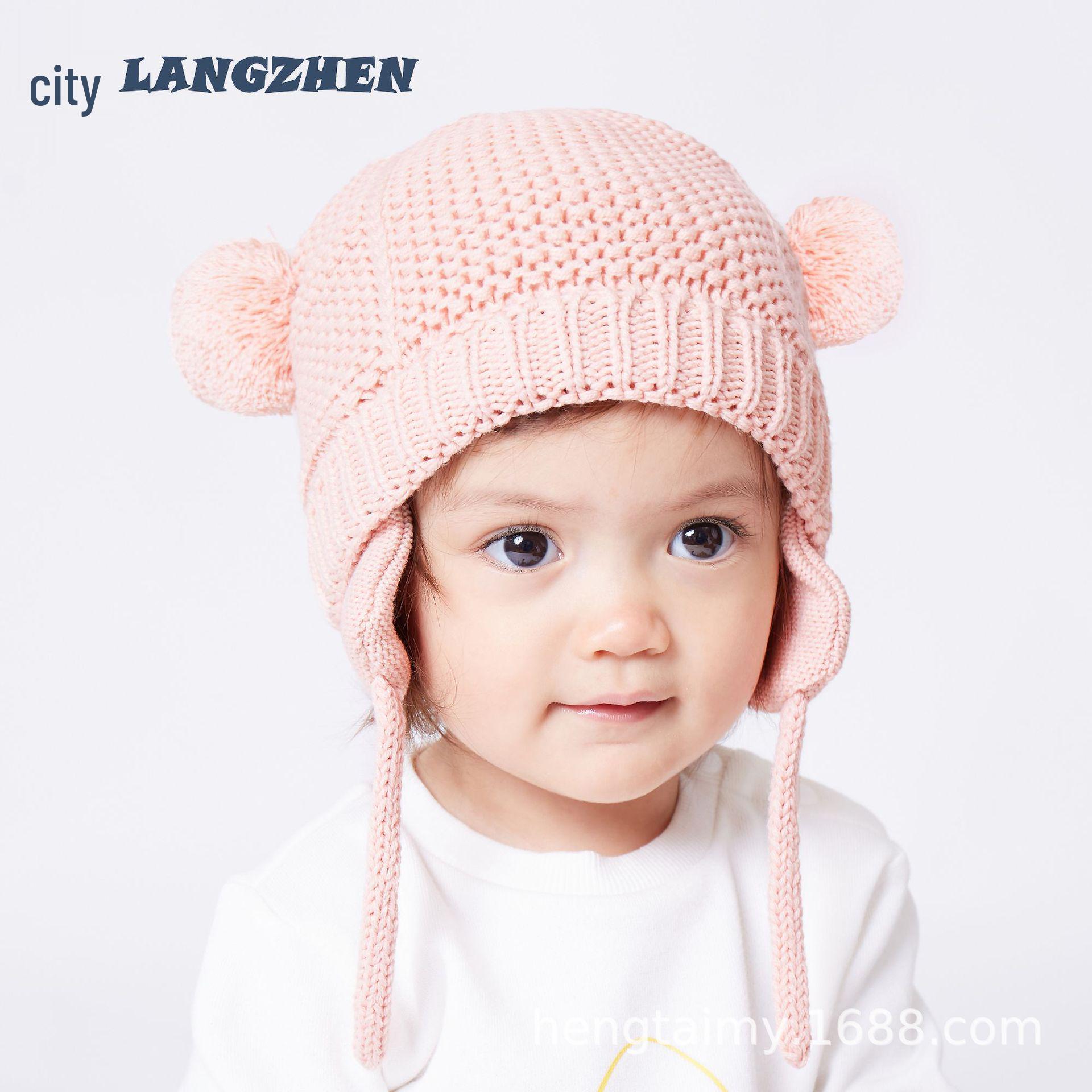 

2023 Baby Wool Hat with Velvet Lining - Knitted Ear Protection, Cold-proof, Warm Winter Hat S (44-48 CM) білий