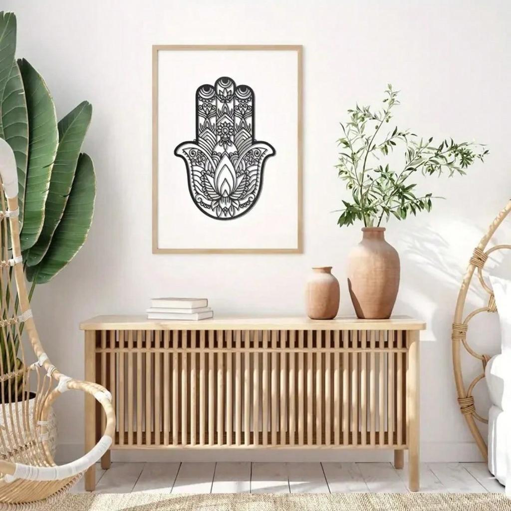 Metal Wall Decor Sacred Geometry Zen Art Hamsa Hand Home Ornament
