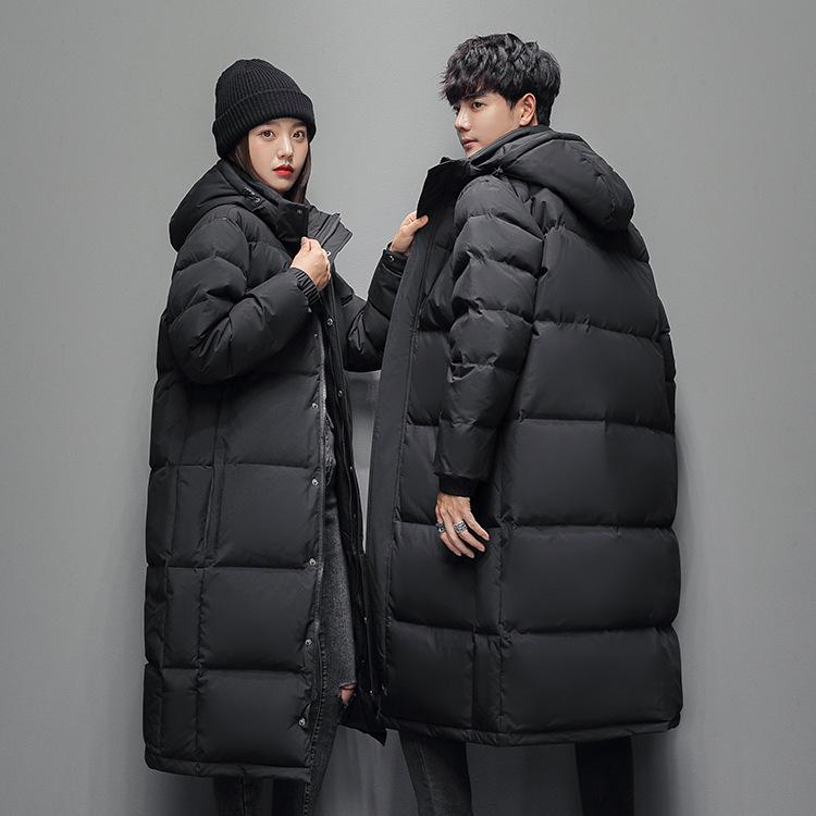 2026 Men's Long Hooded Cotton Jacket: Korean Slim Fit, Thickened, Youthful, Warm, Trendy Outerwear for Couples