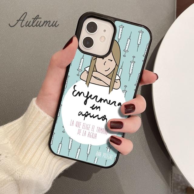 Capa de telefone de médico e enfermeiro de desenho animado para iPhone 11 12 13 14 Pro Max mini XR XS SE 2020 7 8 Plus Samsung Galaxy S21 S22