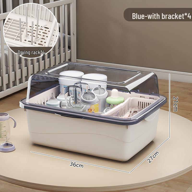 Dustproof Milk Bottle Storage Box with Lid - Baby Supplies & Toys Organizer