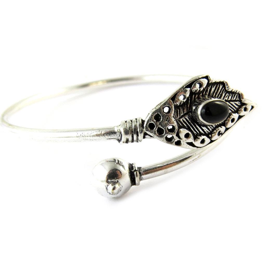 Les Trésors De Lily [N8092] - Black Silver 'Navajos' Designer Bracelet