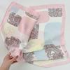 68Cm Cashew Flower Rose Pattern Silk Scarf Women'S Simulated Silk Fresh And Elegant Versatile Fashion Decorative Square Scarf