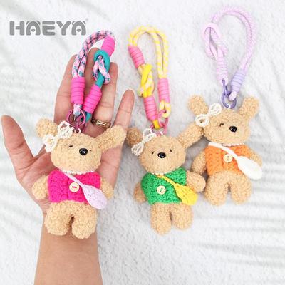 Korean Handmade Little Rabbit Keychain Vest Crossbody Bag - Curly Teddy Couple Gift