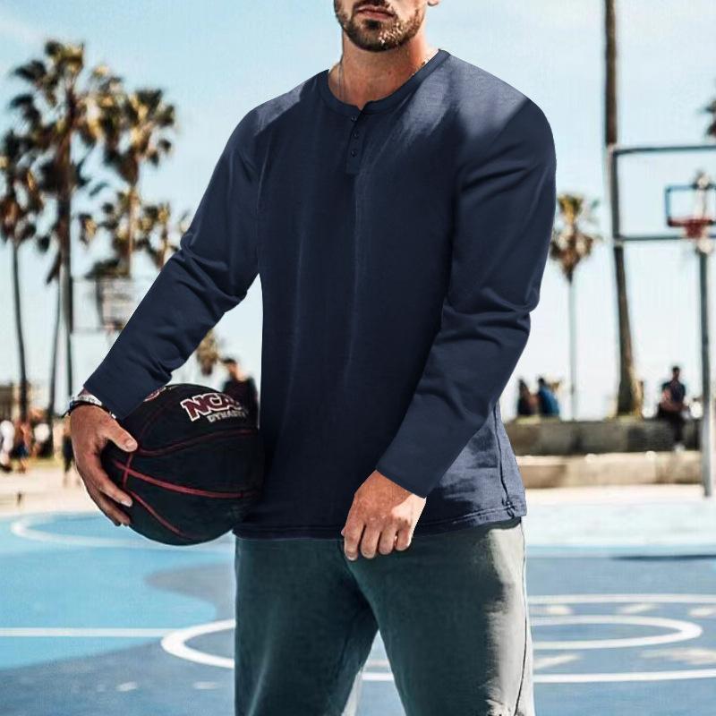 Men S Long Sleeve Henley T Shirt Basic Casual Top