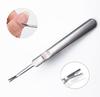 Removedor de cutículas de aço inoxidável, empurrador de cutículas de pele morta prateada, aparador, pedicure, ferramentas para unhas, cabo côncavo espesso, faca de empurrar