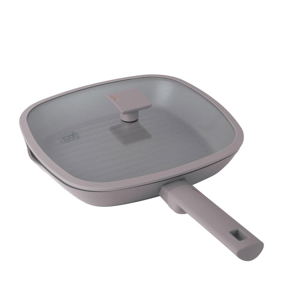 Patelnia grillowa tytanowa z pokrywą 28cm berlinger haus bh-8097 taupe lumarko!