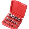 14 Pcs E-Torx Hexagonal Plum Socket Set with Case 1/4, 3/8, 1/2 In Drive Female External Star Socket Set E4-E24 Torque Sockets