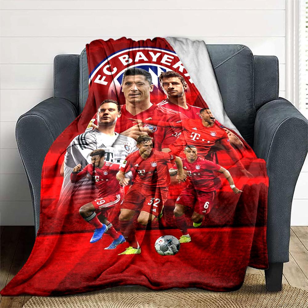 FC Bayern München Spieler Collage Druck Flanelldecke Fußballfan Überwurfdecke Weich Gemütlich Zuhause Sofa Bett Dekoration für Fußballfans