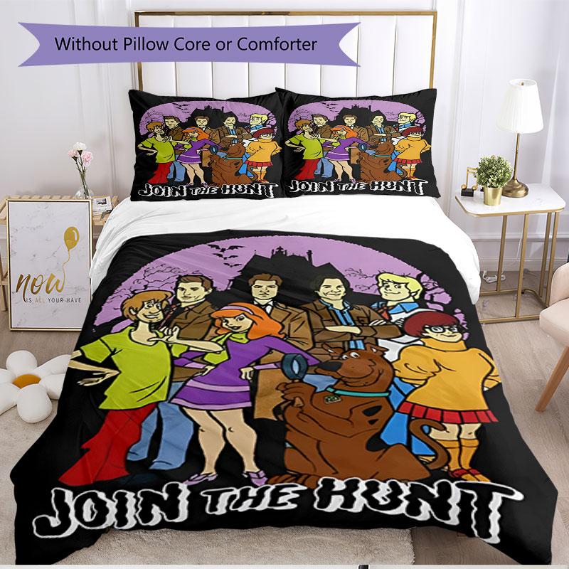 3pcs Duvet Cover Set (1*Duvet Cover + 2*Pillowcase, Without Core), Scooby Print Soft All‑Season Bedding Set, Home Bedroom Decor Gift