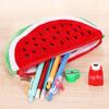 Watermelon Semicircle Short Plush Pencil Bag Stationery Storage Zipper Case