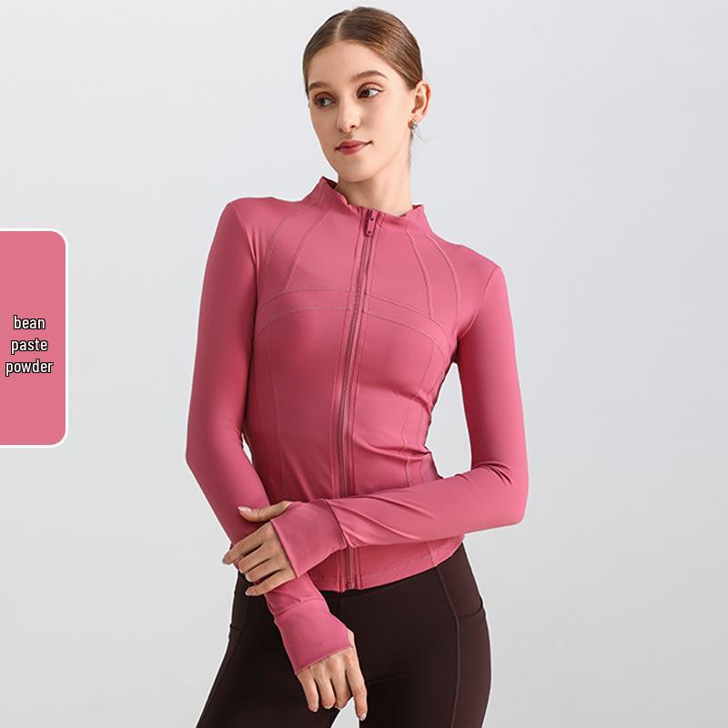 Damen Herbst/Winter Schlankmachendes Yoga-Top mit Daumenlöchern - Langarm-Sportjacke für Outdoor-Fitness