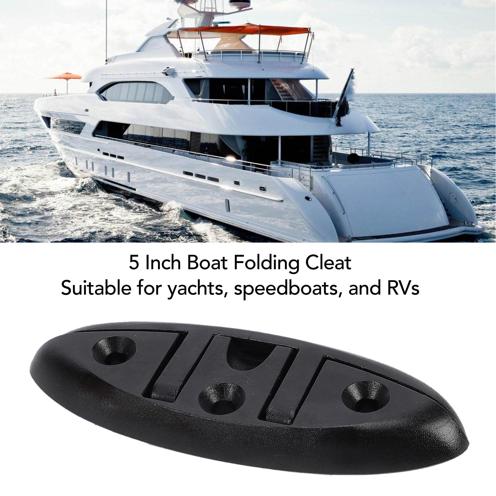 

4 Pcs 5 in Boat Folding Cleat Nylon Boat Tie Down Cleat 6mm Thread Diameter for Boat Yacht RV Black чорний
