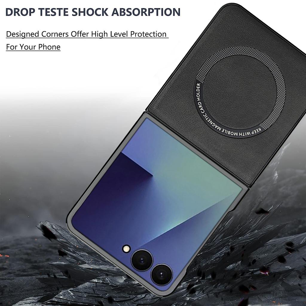 Magnetic Protective Wireless Charging Leather Phone Case for Samsung Galaxy Z Flip7 Flip6 Z Flip 6 5 4 3 Flip7 FE Cover