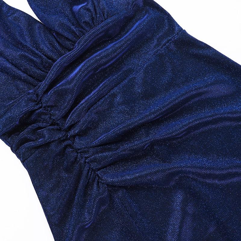 Rochie de Ziua de Naștere Albastru Francez Scânteietoare cu Gât Halter - Elegantă, Sexy și Trendy Rochie 2025