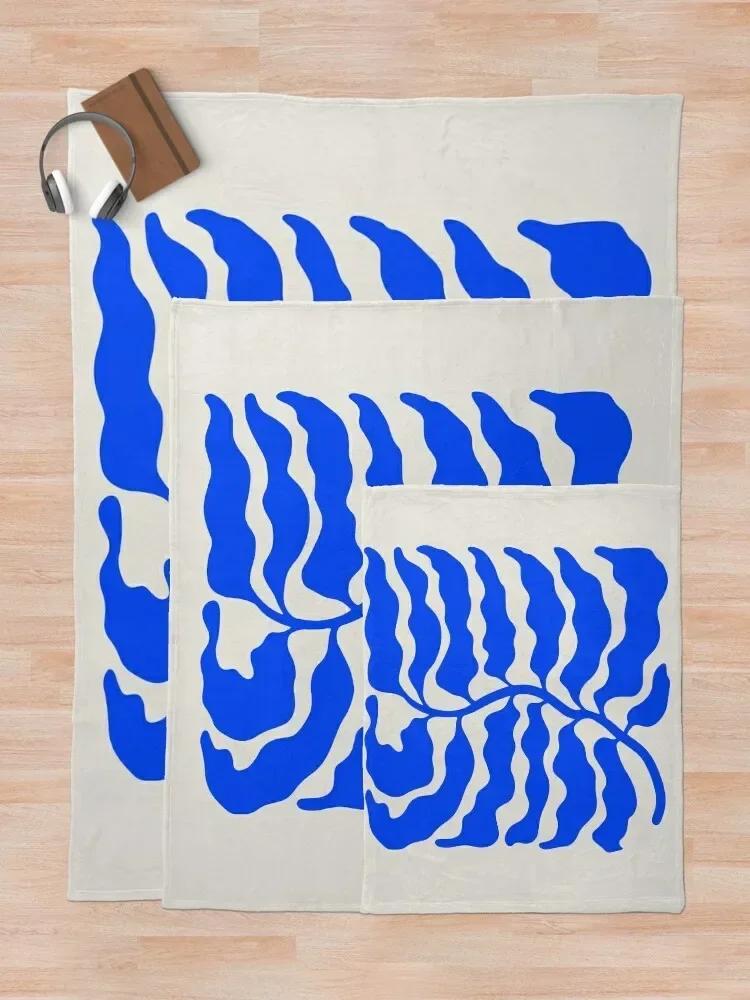 Felci selvatiche: Edizione Blu Oltremare Stampa Artistica Edizione Mid-Century Coperta Plaid Lusso Ispessita Morbida Coperte per Letti Grandi