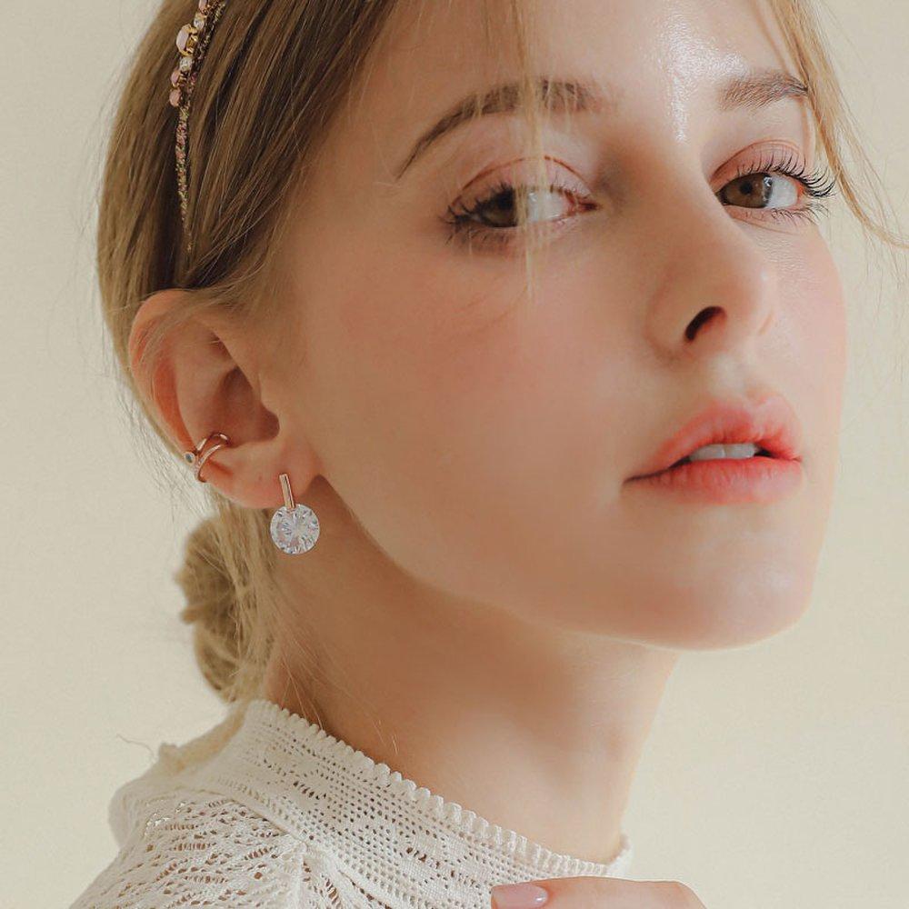 Jlauren Twisted Rose Gold and Silver Cubic Zirconia Ear Cuff P0382