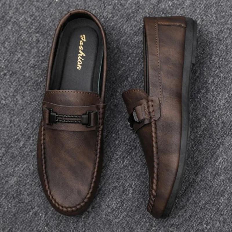 Fashion Thick Sole Male Casual Shoes Platform Office Loafers Men's Leather Shoes Adults Elegant Cheap Clearance Korean Style Zapatillas