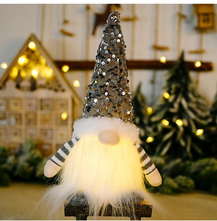 Handmade LED Hanging Santa Claus Tree Ornament Long Leg Christmas Figurine with Faceless Plush Doll for Xmas Party Decorations