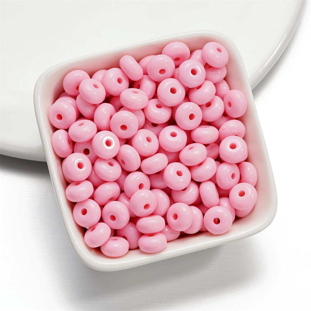 50pcs/Lot Acrylic Oblate Beads 8mm Flat Round Spacer Loose Bead for DIY Necklace Bracelet Jewelry Making Accessories