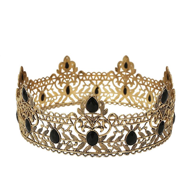 European and American Men's Golden Crown Simple Multi Color Full Circle King Crown Headdress Birthday Bride Crown