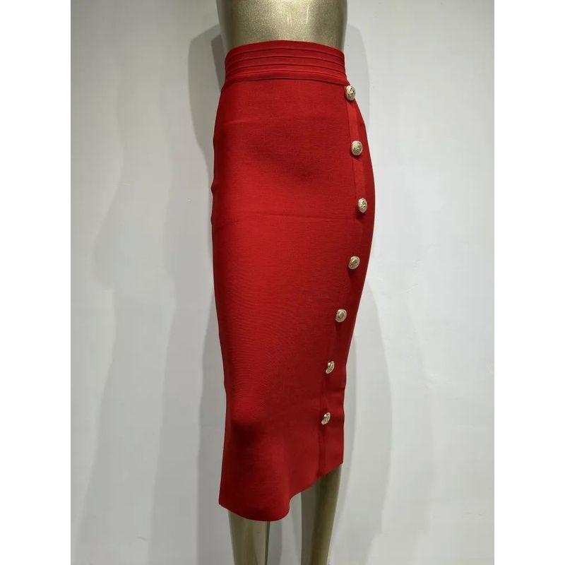 Button Up High Waisted Slim Fit Skirt Button High Waist Figure Flattering Sheath Skirt