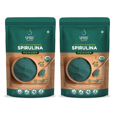 Spiru Swastha 100% Natural Spirulina | USDA Certified Organic Spirulina Powder for Immunity, Energy, Digestion & Skin Health | Plant Based Protei