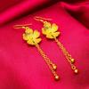 Plated Girls Fashion Sand Gold Lotus Women's Ear Hook Flower Tassel Earrings