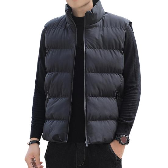 Men Waistcoat Stand Collar Sleeveless Slim Fit Vest Coat