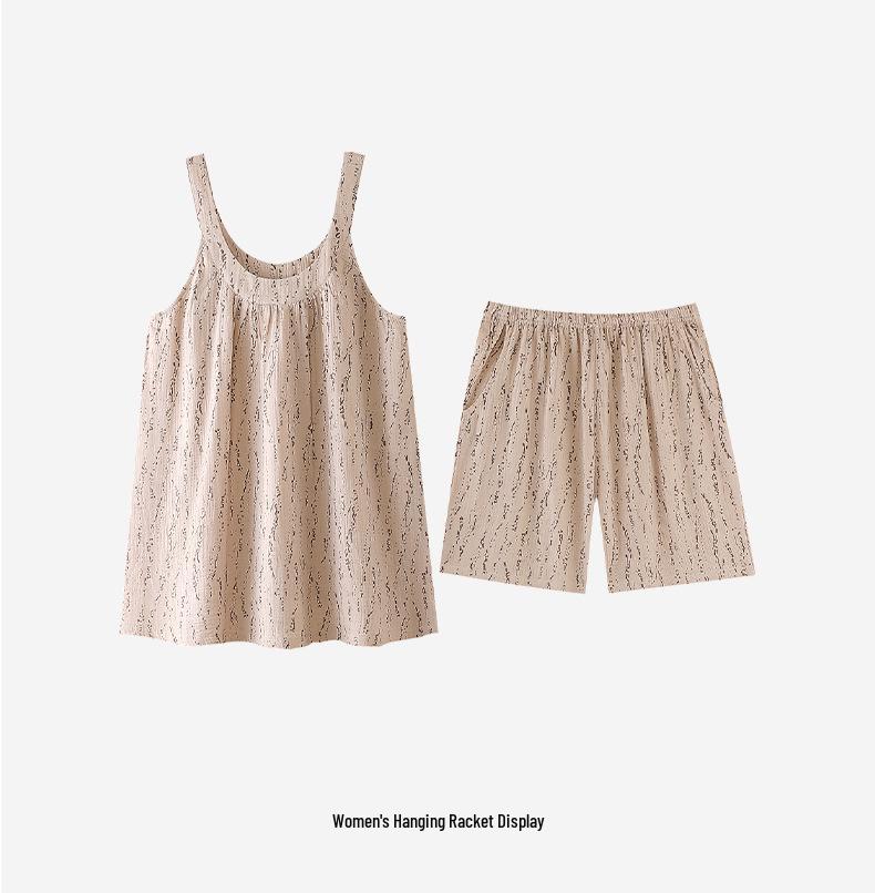 Baby Cotton Summer Camisole: A-Class Pure Cotton Double Layer Gauze Couple Pajamas - Women's Short Sleeve & Men's Set