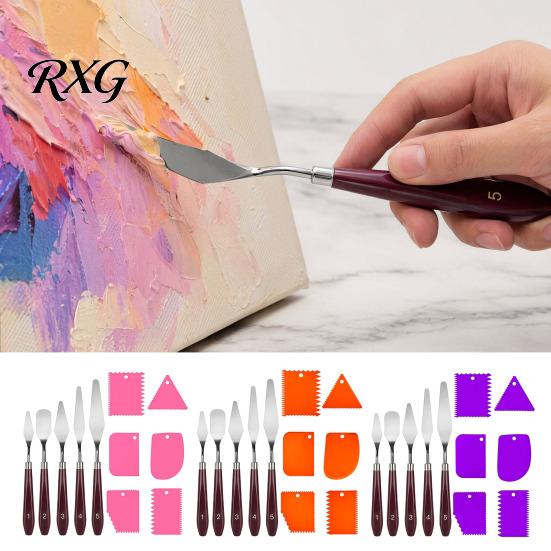 Color Mixing Spatula Set 5Pcs Palette Knife with 6 Paint Scraper, Stainless Steel Durable Scrapers Knife, Oil Metal Knives for Texture Art Blending