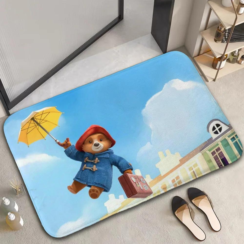 Home Decor Cute P-Paddington Bear Doormat Cartoon Carpet for Bedroom Bedside Soft Carpets Living Room Anti-slip Rugs Foot Mat