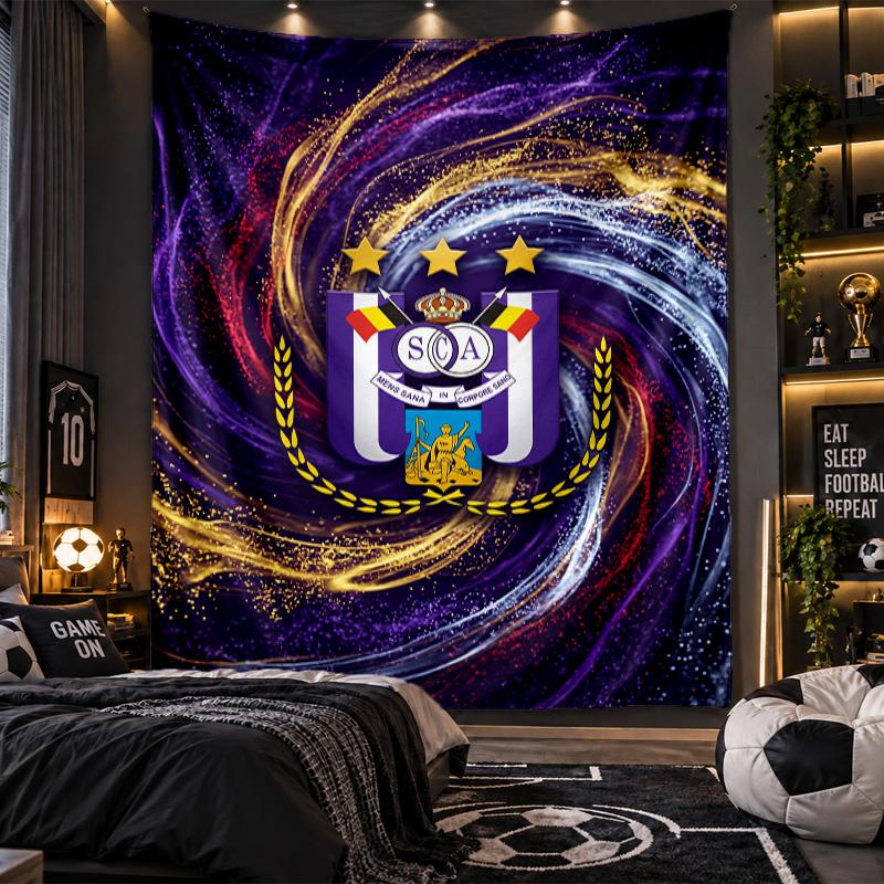 Wall Hanging Tapestry Anderlecht FC Print Cloth for Living Room Bedroom Home Decor
