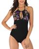 Damen Bescheidener Schlankmachender Monokini Badeanzug Einfarbig Einteiler Badeanzug, Neckholder Rückenfrei Bademode