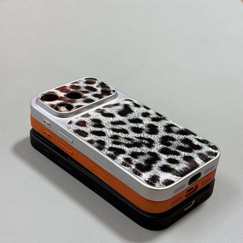 Luxury Retro Leopard Print Pattern Bumper Phone Case For iPhone 17 Air 16 15 14 Pro Max 16Plus Electroplating Bulge Back Covers