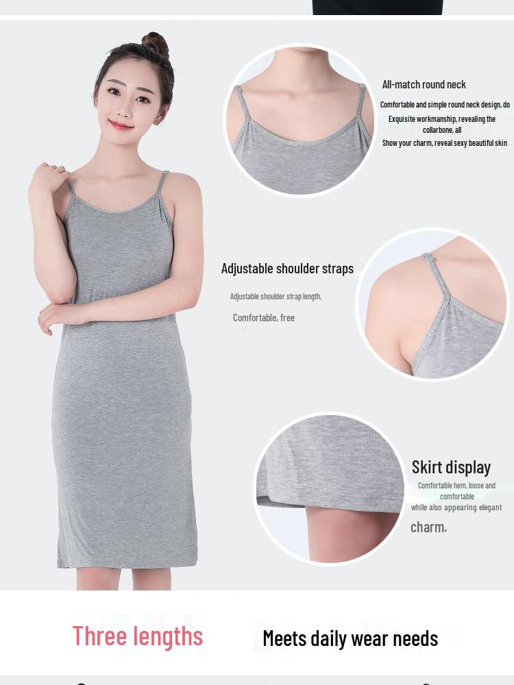 Women's Modal Anti-Transparent Slip Dress - Thin Base Body Shaping Camisole Lining