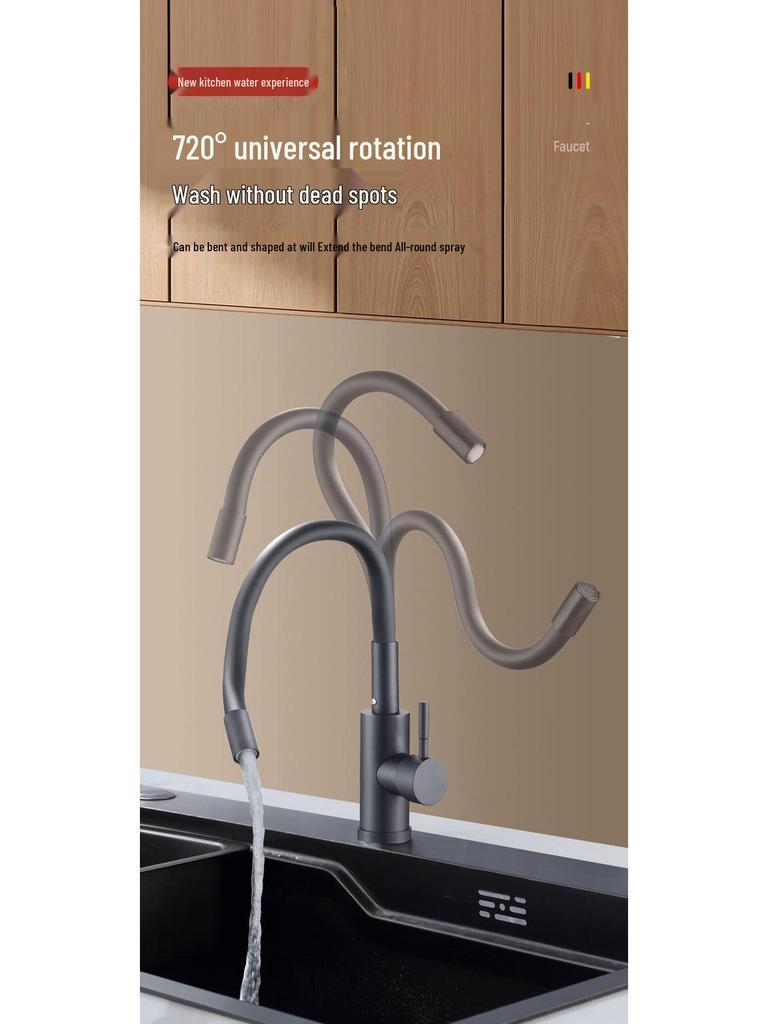 Stainless Steel Rotatable Kitchen Faucet for Sink with Hot & Cold Water
