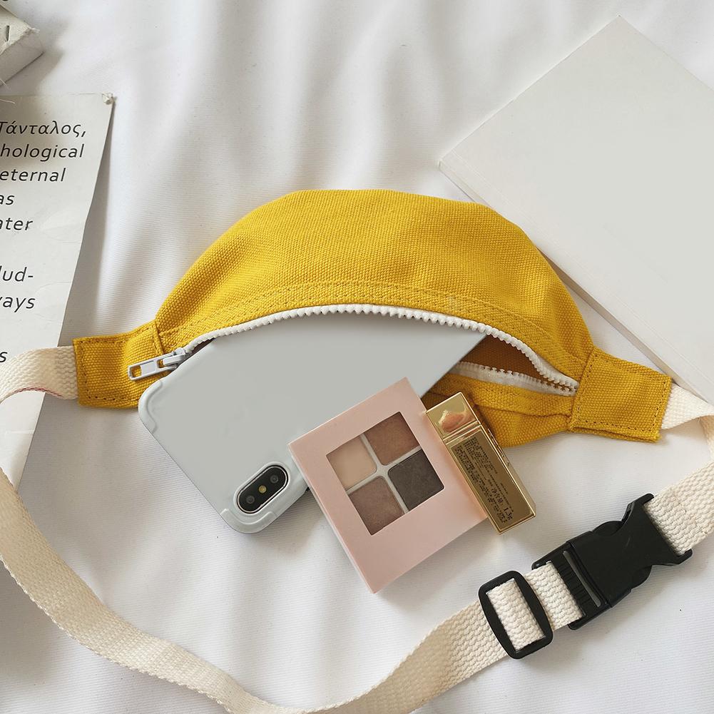 Kids Girls Casual Fanny Waist Bag Canvas Chest Bum Belt Pack Zip Ladies Casual Elegant Lightweight Daily Shoulder Pouch