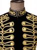Men's Retro European Velvet Military Jacket with Gold Embroidery