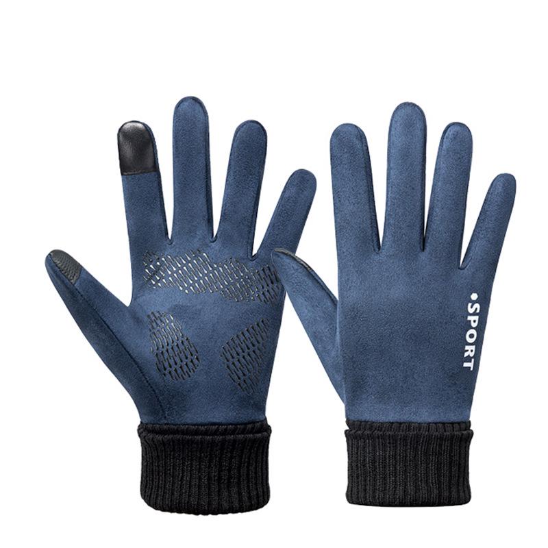 Men's Suede Plush Windproof Touchscreen Gloves for Autumn/Winter: Warm, Non-slip, Ideal for Hiking, Cycling, Driving, and Running